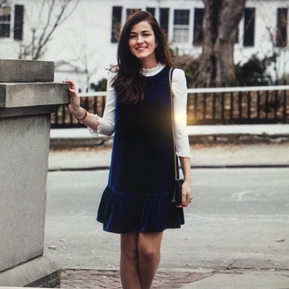 J. Crew Velvet Ruffle Hem Dress, size 4
